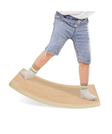 Asweets Wooden Wobble Balance Board Kids Rocker Board Natural Wood Toddler Balance Board Open Ended Learning Toy for Easy Storage 16.3inch