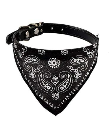 Cat collar with bandana in paisley look and buckle in size S: 20-26cm neck circumference BLACK