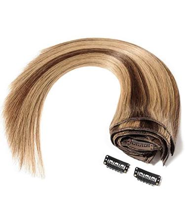 Premium Clip-In Real Hair Extensions - Thick Double Drawn 8pcs (18 Clips) - Medium Brown/Dark Blonde (#4/27) - 40cm 1330g - Buy Online on GoSupps.com