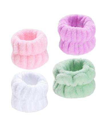 4paires Bandeaux De Spa Peluche Bandes De Lavage Pour Poignets Absorbantes Et Parfaites Pour Nettoyage Visage Soins Spa