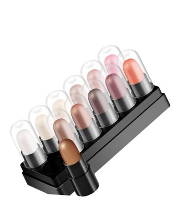 TOVINANNA 12pcs 12 Shadow Box Eye Shadow Glitter Colored Pencil Highlight Kit Crayon Plastic Eyes