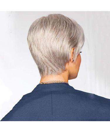 Women fashionable and charming white short hair wigs and Pooring Grandma Grand Mother Women Super Naturally Full Synthetic Wig like real hair Halloween Carnival Wig 10 "110g gray gray