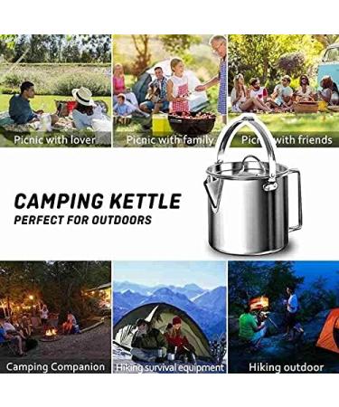 1.2L Outdoor Steel Kettle - Portable Coffee Pot Teapot for Camping Trips - Buy Online on GoSupps.com
