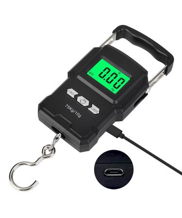 Bonano Built-in Lithium Battery Fishing Scale and Measuring Tape, Micro-USB Interface, Backlit LCD Display 165lb/75kg Hanging Scales Digital Weight.Fishing Gifts for Men, use for Home and Outdoor.
