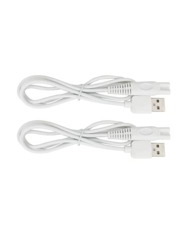 Flawless Legs Charger Cord, Replacement for Finishing Touch Flawless Legs Razor Shaver, Women Electric Trimmer - 5V USB Power Cord (2-Pack, White)