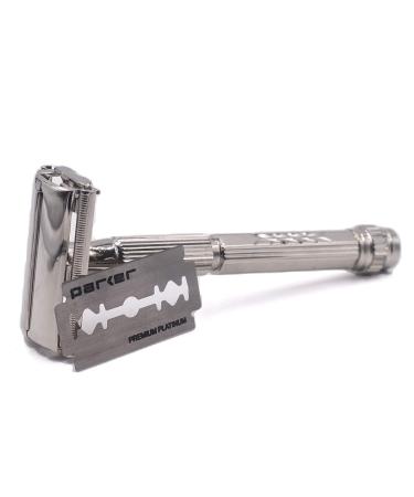 Parker Safety Razor Model 60R with 5 Platinum Blades - Premium Shaving Kit for Men - International Shipping Available - Buy Online on GoSupps.com
