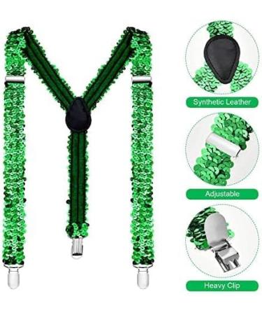 YUANZ Sequin Bow Tie & Suspenders Set - Y-Back Adjustable Unisex - Perfect for Cosplay & Parties (Blue) - Buy Online on GoSupps.com