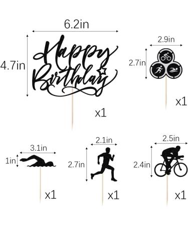 Triathlon Cupcake Toppers Sports Theme Cycling Cupcake Picks Swimming Cake Topper Running Cupcake Topper Party Decotation Supplies - Buy Online on GoSupps.com