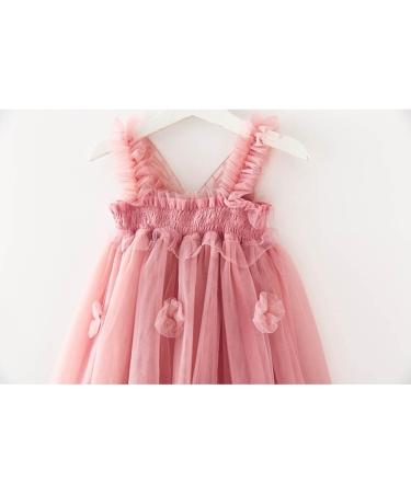PythJooh Baby Girl Tulle Dress with Butterfly Wings | Toddler Princess Dress | 2-3 Years | Dusty Pink - Buy Online on GoSupps.com
