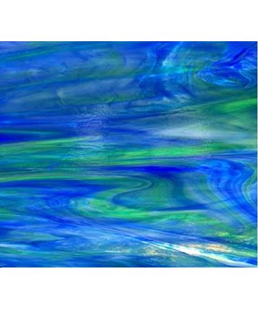 Green/Blue Wispy Opal - Stained Glass Sheet