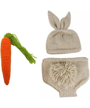 Newborn Baby Photography Prop Bunny Hat | Crochet Knit Easter Costume for Boys and Girls | Cute Christmas Photo Shoot Outfit | Multicolor | 0-3 Months - Buy Online on GoSupps.com