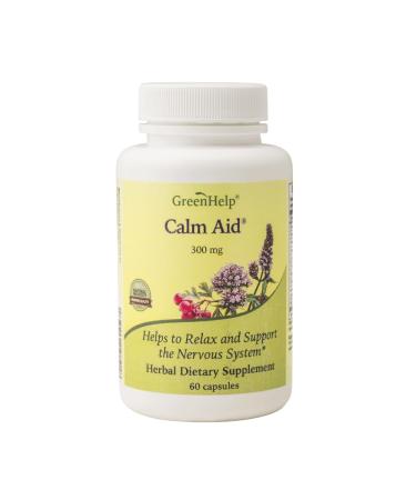 Green Help Calm Aid Capsules - 60 Vegan Herbal Capsules for Anxiety Relief Stress Relief Supplements with Valerian Root Hawthorn Berry & Motherwort - Non-GMO 100% Natural for Men & Women