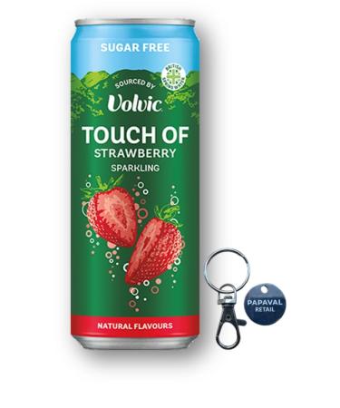 Touch of Fruit Sparkling water Pack of 330ml with Key Ring (12x330ml Strawberry) Strawberry 330 ml (Pack of 12)