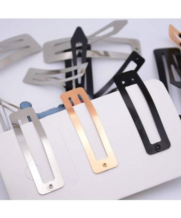 No Slip Metal Snap Hair Clips - 30 Rectangle BB Clips for Girls & Women - 60mm (Silver, Black, Rose Gold) - Buy Online on GoSupps.com