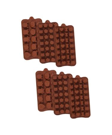 Alipis 6 pcs Chocolate Jelly Mold Ice Baking Adorable Cube Tools Silicone Supple DIY Candy for Fondant 21X10.2cmx2pcs Brown 2x2pcs