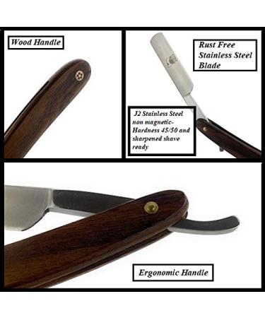 G.B.S Natural Wood Finish Straight Razor - 5/8" Shaving Razor with Dark Wooden Handle & Stainless Steel for Beard Shaping - Premium Quality - Buy Online on GoSupps.com