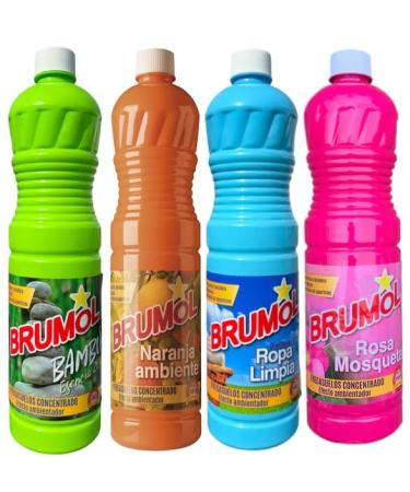 Brumol Spanish Floor Cleaner Bundle (4 x 1L) Bambu Rosa Mosqueta Naranja Ambiente Ropa Limpia