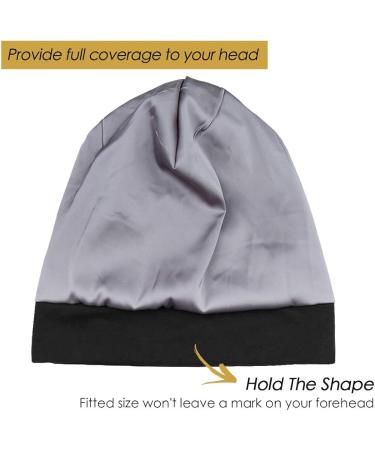 Adjustable Satin Lined Sleep Cap for Curly Hair, Dreadlocks, Braids | Set of 2 | Men & Women | Black & Dark Gray - Buy Online on GoSupps.com