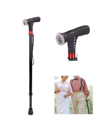 Foldable Smart FM Radio Old Man Walking Stick Lighting Alarm Telescopic Ultra Light Cane Adjustable 74-97cm Crutches