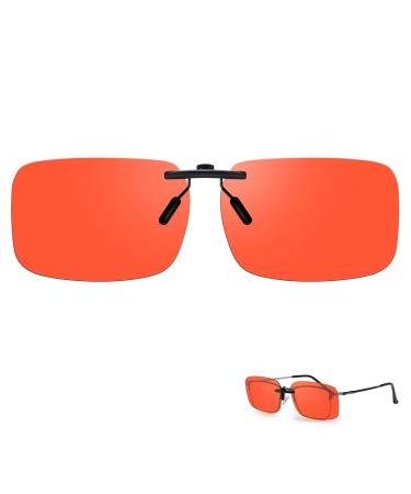 TJUTR Clip On Blue Light Blocking Glasses Computer TV Gaming Glasses for Women Men Improve Sleep & Reduce Eyestrain Red Non Flip Up Max Protect Red