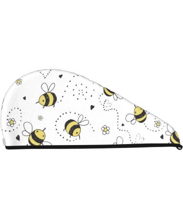 Buy Cartoon Doodle Cute Bees Microfiber Hair Towel - Super Absorbent Coral Velvet Wrap for Long Curly & Thick Hair - Fast International Shipping - Buy Online on GoSupps.com