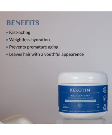 Kerotin Collagen Hair Mask Treatment - Restores, Moisturizes, and Repairs Damaged Hair - Keratin Protein Infused for Deep Conditioning - Paraben and Sulfate-Free - Made in the USA - Buy Online on GoSupps.com