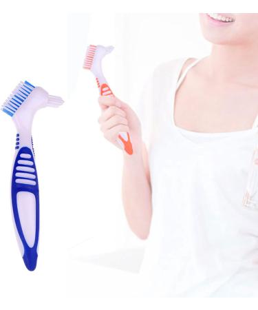 3-Piece Portable Denture Brush Set - Ergonomic Toothbrush for False Teeth Cleaning with Multi-Layered Bristles - Available in 3 Colors - Buy Online on GoSupps.com