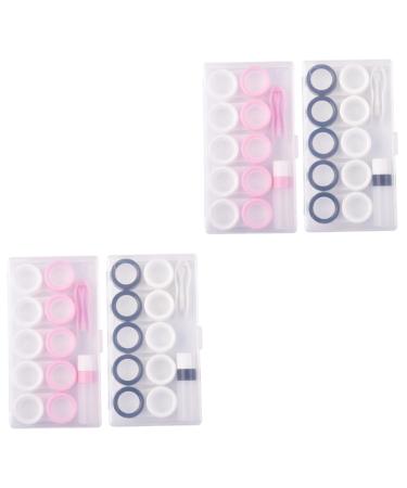Healvian 4 sets Storage box for colored contact lenses contact lens container for contact lenses contact case Colored contact housing tweezers travel portable pp white
