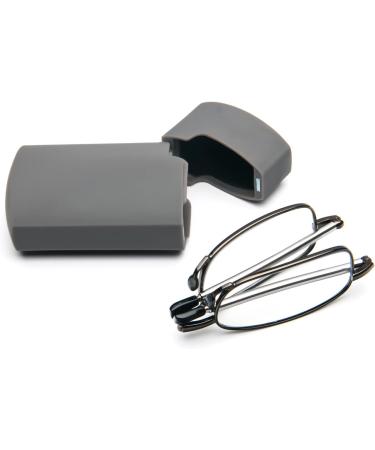 Cokobin Foldable Reading Glasses +2.0 | Stainless Steel Anti-Blue Light Reading Aid for Men & Women | Hard Shell Case Included - Gray - Buy Online on GoSupps.com