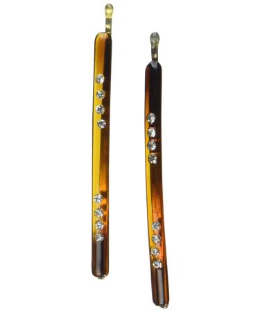 Caravan Tortoise Shell Pin Bobby with Crystal Stone - Set of 2 - Buy Online on GoSupps.com