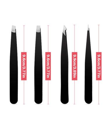 ZJchao Professional eyebrow tweezers eyebrow tweezers set (4 pieces) with travel case to remove ingrown and face hair for men and women