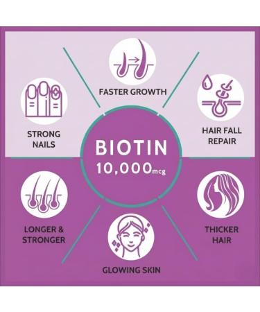 Biotin 10000mcg for Hair Growth Skin & Nails 60 Veg Tablets - Buy Online on GoSupps.com
