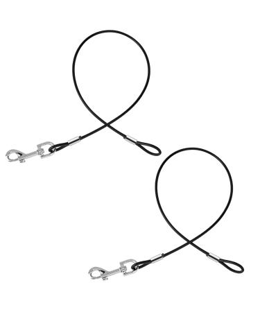2er-pack Kausproof dog leash extension with metal cable robust leash not tangled connecting lines for every leash collar and dishes black dog-leash extension (black) black+black - Buy Online on GoSupps.com