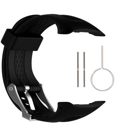Band for Garmin Forerunner 10 / 15, Soft Silicone Replacement Watch Band Strap for Garmin Forerunner 10 / 15 Black L-Display Size: 0.98"x0.94"