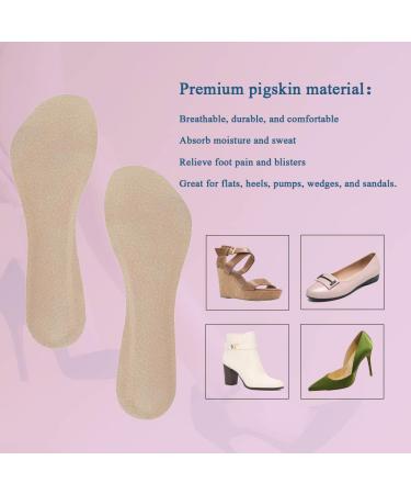 Buy 2 Pairs Pigskin High Heel Cushion Inserts | Adhesive Arch Support & Anti-Slip Sandal Inserts for Pain Relief | Leather Insoles for M-US 7.5-9 Beige - Buy Online on GoSupps.com