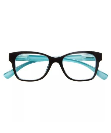 ICU Eyewear Screen Vision Blue Light Filtering - Large Lifted Oval Black/Turquoise