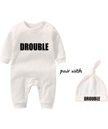 Culbutomind Baby Twins Bodysuits Double Trouble Romper Set with Hat | Unisex Newborn Outfit - White, BT 0-3 Months - Buy Online on GoSupps.com