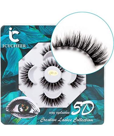 Icycheer 5D Handmade Fluffy Dramatic False Eyelashes - 7 Pairs Thick Multi-Layered Pack - Buy Online on GoSupps.com