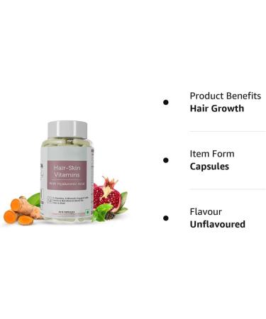 Generic Hair Skin Vitamins Supplement with Hyaluronic Acid Biotin Keratin Booster for Hair Growth Turmeric Primrose Oil & Collagen Supporter- 60 Capsules for Men and Women - Buy Online on GoSupps.com