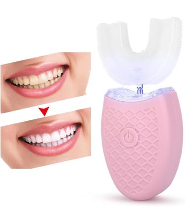 Rechargeable Electric Sonic U-Shaped Adult Toothbrush - 4 Modes, IPX7 Waterproof, Food Grade Silicone Brush Head - Pink - Buy Online on GoSupps.com
