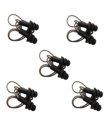 5 Pairs Silicone Corded Earplugs Comfortable Sleeping Ear Plugs Sound Insulation Ear Protector Hearing Protection Anti Noise Snore Black
