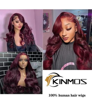 99J Burgundy Body Wave Lace Front Wig | 180% Density Human Hair | HD Lace | Pre Plucked | 22 inches - Buy Online on GoSupps.com