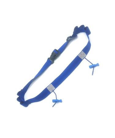 Running number belt with elastic gel loop and reflective strip for runners cyclists triathletes start number belts racing number belts with bag start number belt nutritional belt blue