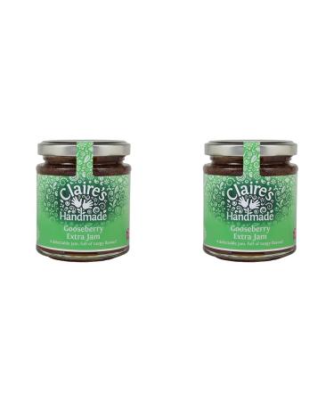 Claire's Handmade | Gooseberry Extra Jam | Breakfast Treat | Great Taste | Tangy Flavour | Gluten Free | GMO Free | Suitable for Vegetarians & Vegans | 227g Jar (Pack of 2)