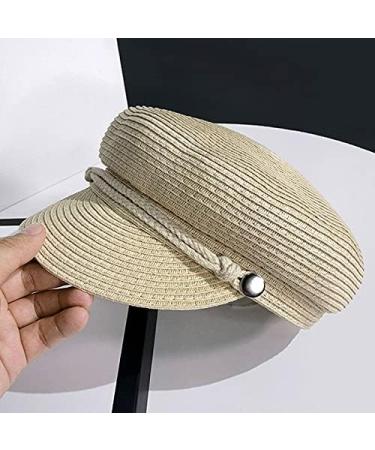 Meyaus Women Straw Woven Visor Sun Hat - Beige | Summer Newsboy Cap Cabbie Painter Hat - Buy Online on GoSupps.com