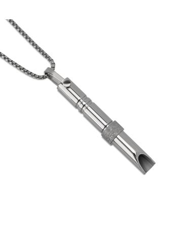 Anxiety Necklace Luwrevc Relief Anxiety Stress Breathing Calming Whistle Necklaces Meditation Mindful Spiritual Items for Men Women Reduce Stress Relaxation Quit Smoking Stainless Steel Necklace Silver