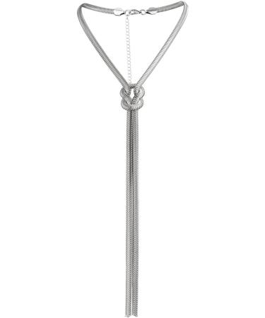 Shop OralGos Fashion Long Snake Chain - Versatile Silver Knotted Necklaces for Women | International Shipping Available - Buy Online on GoSupps.com