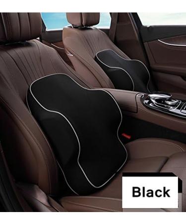 Memory Foam Lumbar Support Pillow - Back Cushion for Lower Back Pain Relief | Car Seat Office Chair & Recliner - Black - Buy Online on GoSupps.com