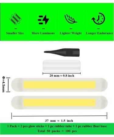 Fishing Glow Sticks 100 PCS - Upgraded Lucky Green Light for Floats, Bobbers, Rod Tips - Long-Lasting & More Visible - Buy Online on GoSupps.com