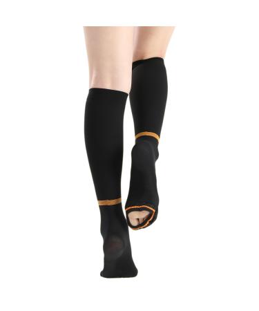 T.E.D. Anti Embolism Compression Stockings for Women & Men 15-20 mmHg Knee High Ted Hose Medical Support Socks with Inspect Toe Hole for Relieve Post Surgery Swelling Varicose Veins Edema DVT K-knee High Black Large